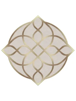 Kurzflor-Teppich in Beige/ Gold