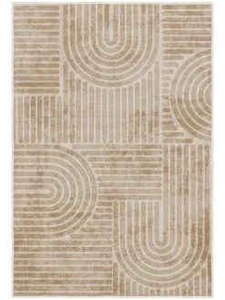 Kurzflor-Teppich in Beige/ Hellbraun