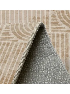 Kurzflor-Teppich in Beige/ Hellbraun