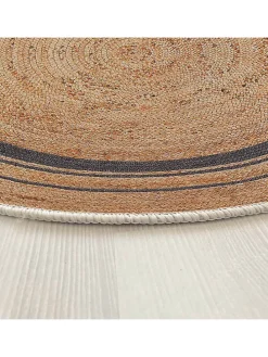 Kurzflor-Teppich in Beige/ Dunkelblau