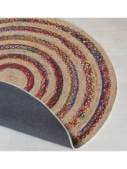 Kurzflor-Teppich in Beige/ Rot