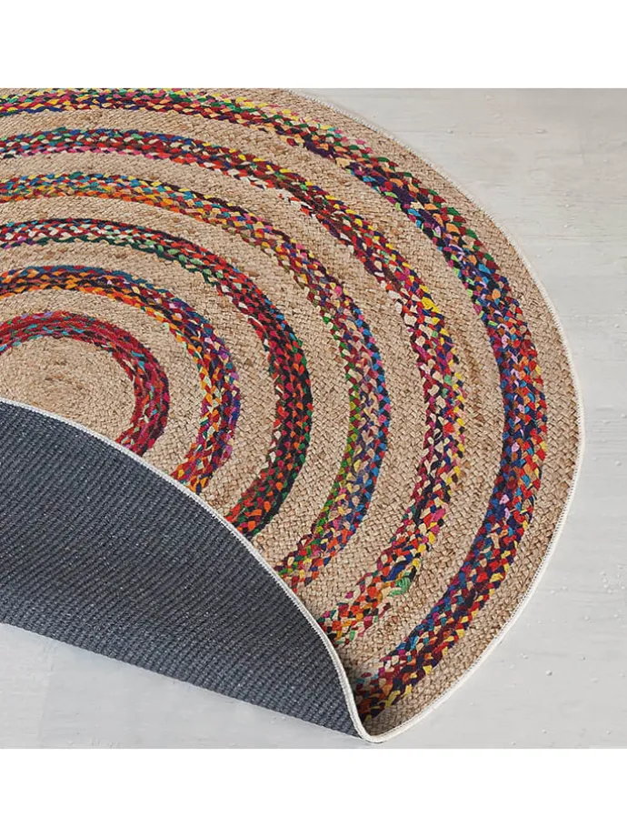 Kurzflor-Teppich in Beige/ Rot