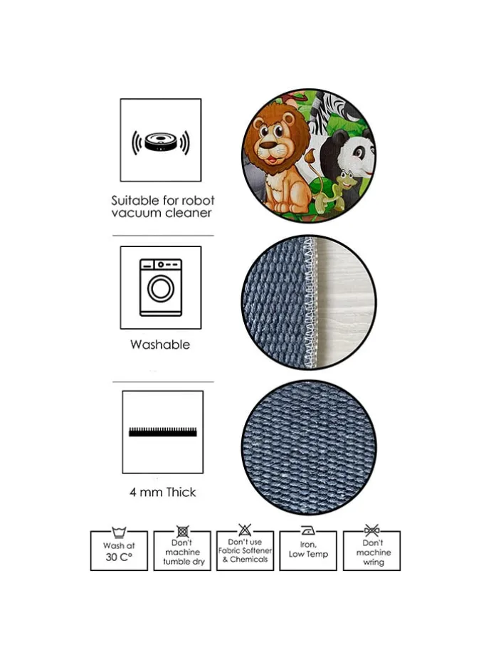 Kurzflor-Teppich in Beige/ Rot