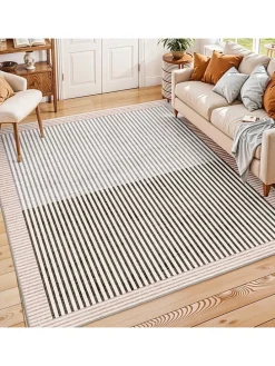 Kurzflor-Teppich in Creme/ Beige