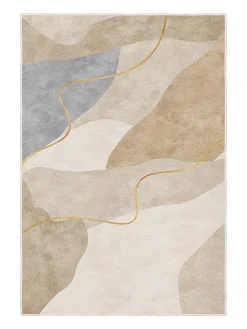 Kurzflor-Teppich in Creme/ Beige