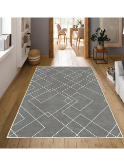 Kurzflor-Teppich in Grau