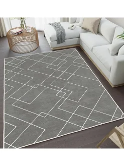 Kurzflor-Teppich in Grau