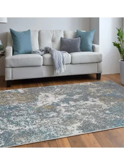 Kurzflor-Teppich in Grau/ Blau