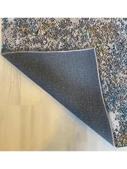 Kurzflor-Teppich in Grau/ Blau