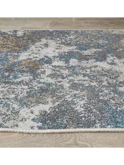 Kurzflor-Teppich in Grau/ Blau