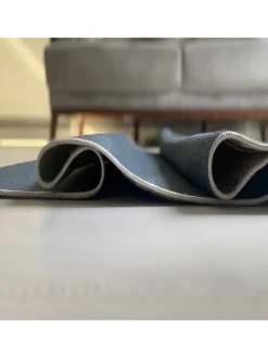 Kurzflor-Teppich in Grau/ Blau