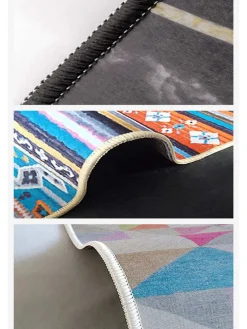 Kurzflor-Teppich in Grau/ Blau