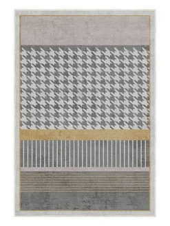 Kurzflor-Teppich in Grau/ Hellbraun