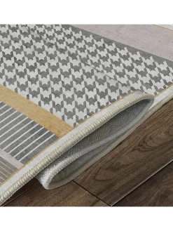 Kurzflor-Teppich in Grau/ Hellbraun