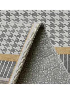 Kurzflor-Teppich in Grau/ Hellbraun