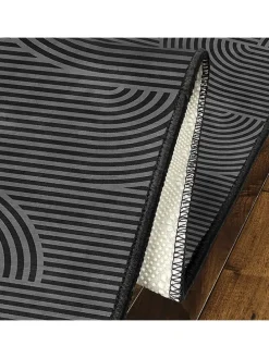 Kurzflor-Teppich in Grau/ Schwarz