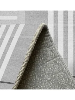 Kurzflor-Teppich in Grau/ Weiß
