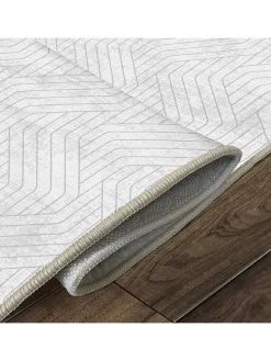 Kurzflor-Teppich in Grau/ Weiß