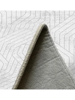 Kurzflor-Teppich in Grau/ Weiß