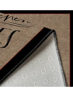 Kurzflor-Teppich in Hellbraun/ Schwarz