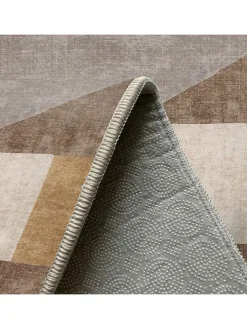 Kurzflor-Teppich in Hellbraun/ Grau/ Beige