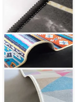 Kurzflor-Teppich in Rot/ Blau