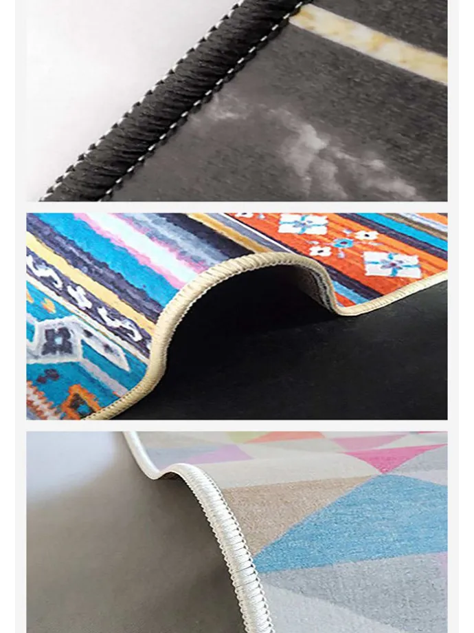 Kurzflor-Teppich in Rot/ Blau