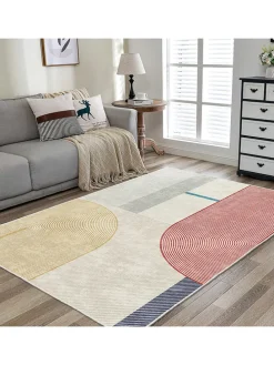 Kurzflor-Teppich "Infkece" in Creme/ Rot/ Gelb