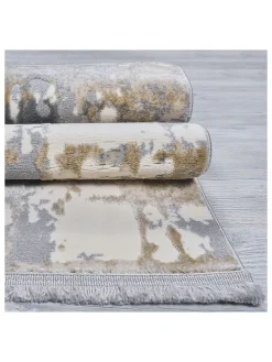 Kurzflor-Teppich "Notta" in Grau/ Beige