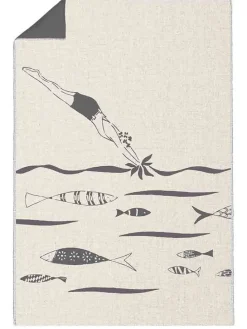 Kuscheldecke "Atelier Plongeuse" in Creme - (L)200 x (B)140 cm