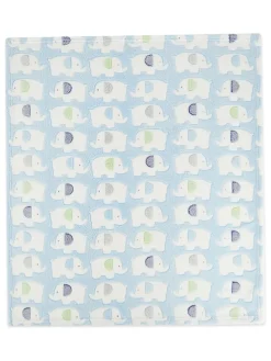 Kuscheldecke "Elefanten" in Blau - (L)90 x (B)75 cm