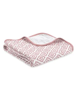 Kuscheldecke in Weiß/ Rosa - (L)95 x (B)75 cm