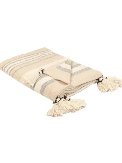 Kuscheldecke YARSELI in Beige/Weiß/Schwarz - (W) 130 x (H) 1 x (L) 170 cm