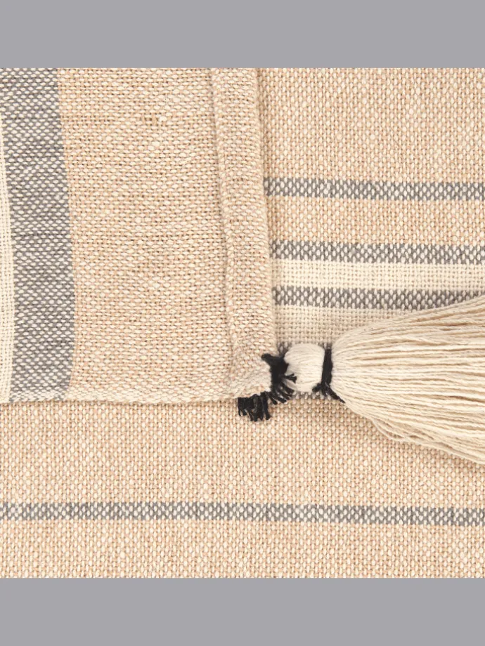 Kuscheldecke YARSELI in Beige/Weiß/Schwarz - (W) 130 x (H) 1 x (L) 170 cm