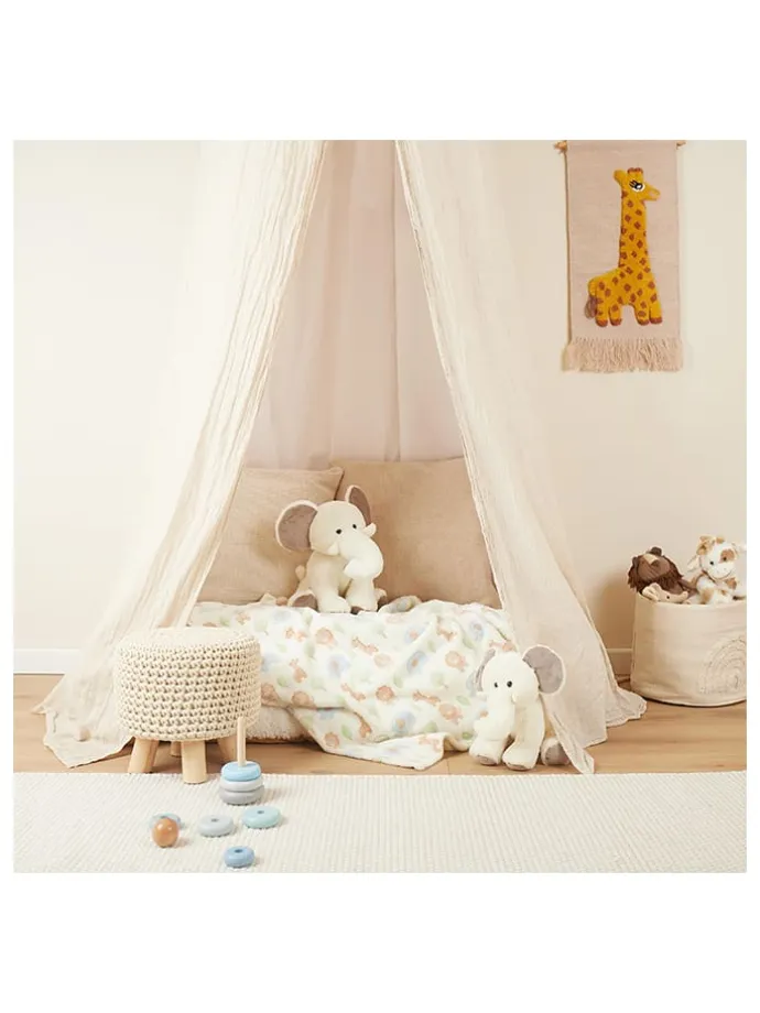 Kuscheldecke "Zoo" in Beige/ Bunt - (L)90 x (B)75 cm