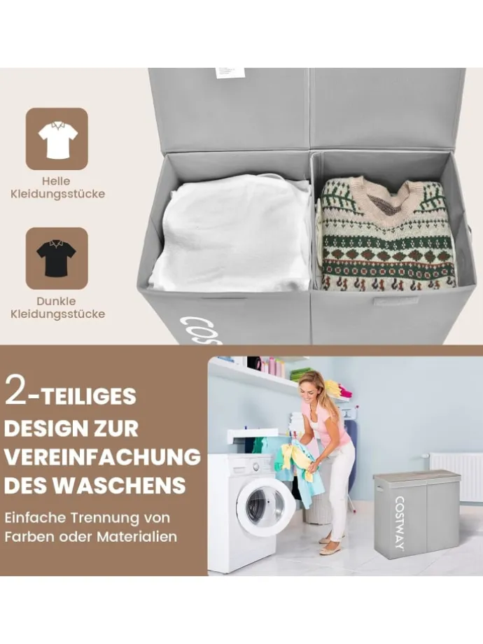 105L Wäschekorb in Grau