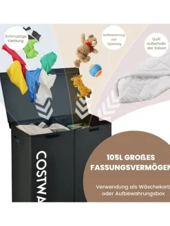 105L Wäschekorb in Schwarz