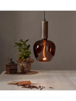 Lampenaufhängung ,Tub' aus Holz, E27 Fassung, 3,5m Kabellänge, mit Ste