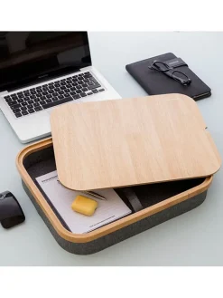 Laptoptisch in Hellbraun/ Grau - (B)40,5 x (H)33 x (T)7 cm