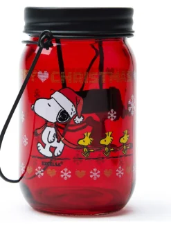 Laterne "Peanuts" in Rot - (H)13 x Ø 7,5 cm