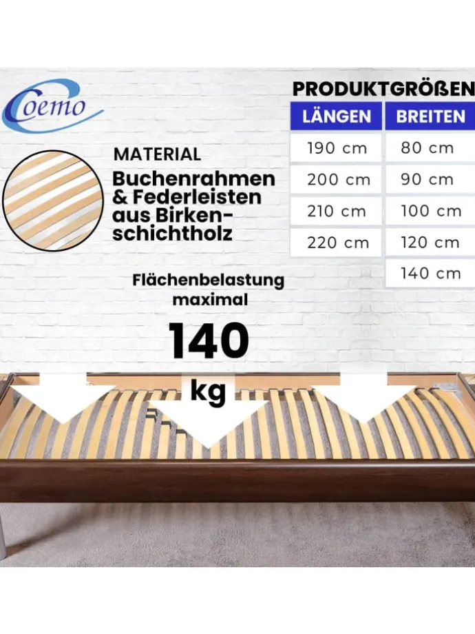 Lattenrost BASIC starr - nicht verstellbar in Natur