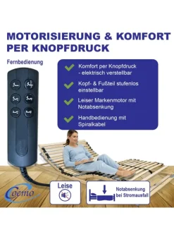 Lattenrost Ergo mit Motor, Kopf- und Fußteil elektrisch verstellbar in Natur