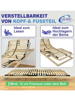 Lattenrost Ergo mit Motor, Kopf- und Fußteil elektrisch verstellbar in Natur