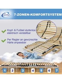Lattenrost Ergo mit Motor, Kopf- und Fußteil elektrisch verstellbar in Natur