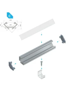 LED Aluminium Eckprofil PD-C 1 Meter Aluprofil Leiste Silber in Silber
