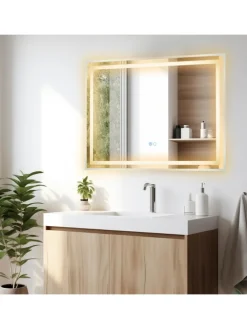 LED Badspiegel mit Beleuchtung in Silber