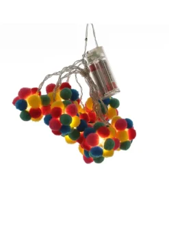 LED Deko Lichterkette bunte Pompoms L: 1,8m in bunt