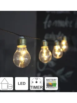 LED Deko-Lichterkette ,Glow', 5 Glühbirnen, Batterie & Timer, klar, wa