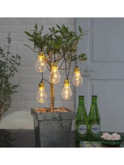 LED Deko-Lichterkette ,Glow', 5 Glühbirnen, Batterie & Timer, klar, wa