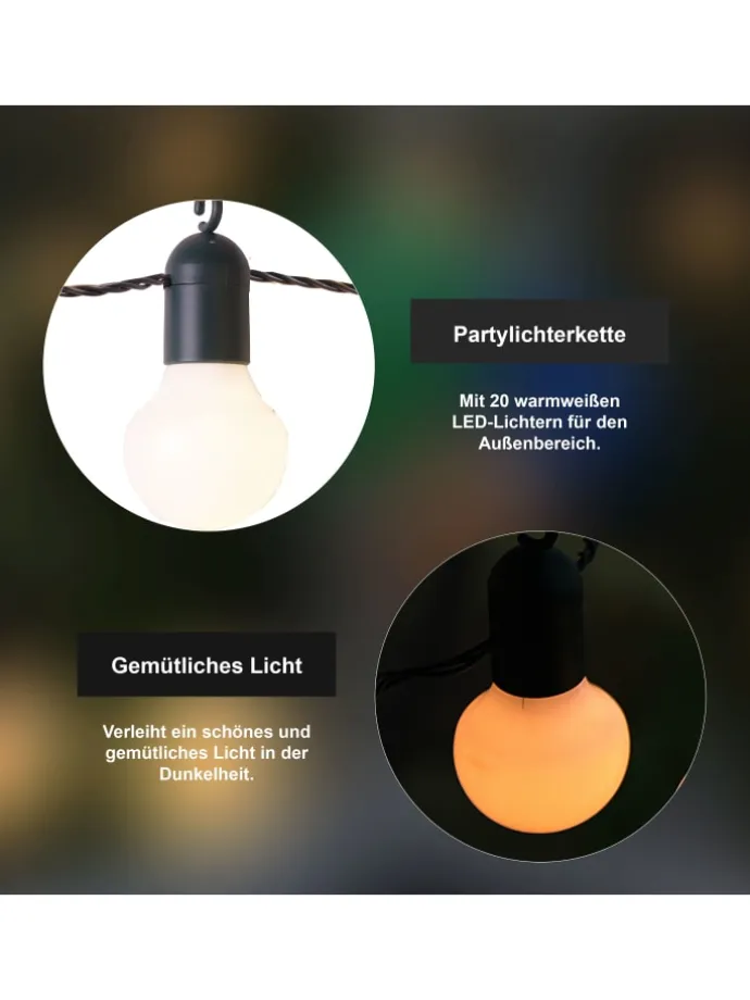 LED Deko-Lichterkette Hooky warmweiß